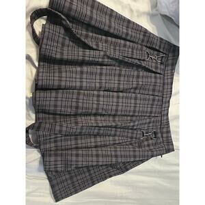 Hottopics mini skirt plaid suspenders gray vintage 2000’s size small medium